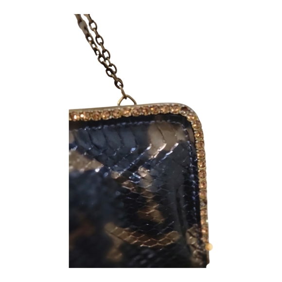 CLARA KASAVINA CRYSTAL STUD PYTHON HANDBAG/CLUTCH - Picture 8 of 10
